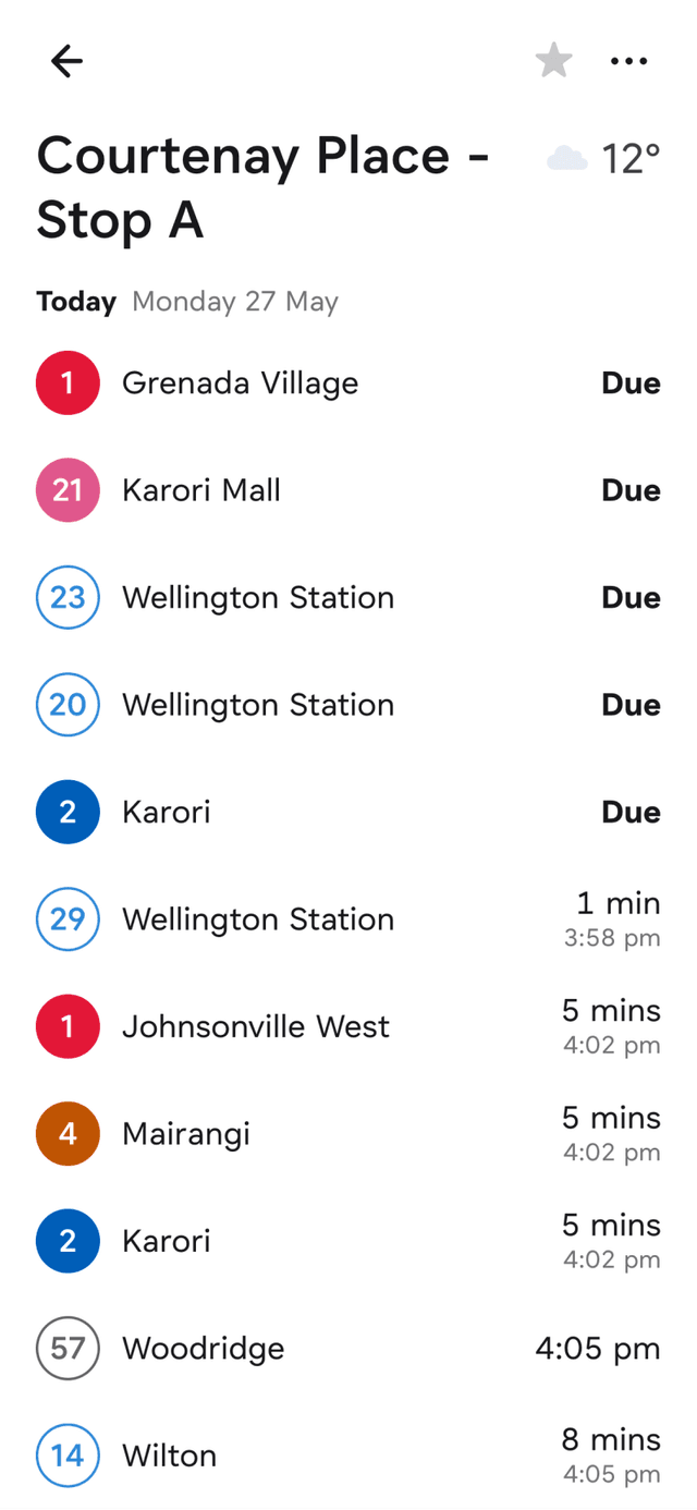 Stop page for Courtenay Place Stop A