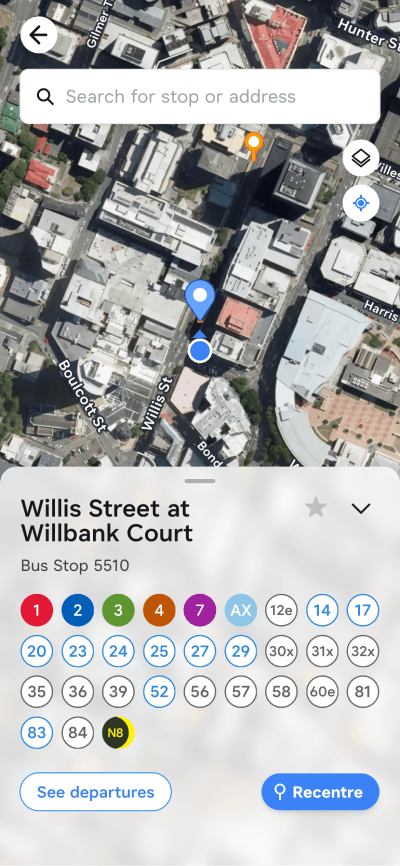 Catchy stop map showing a stop